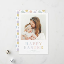 Carte de vœux de Pâques familiale pastel joyeuse |