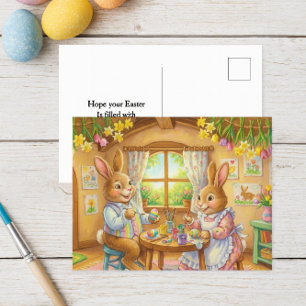 Carte de vœux de Pâques famille de lapins