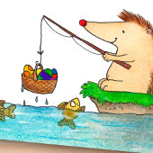 Carte de vœux de Pâques Hérisson joyeux par N. Jan