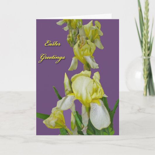 Carte de voeux de Pâques Iris Jaune (Devant)