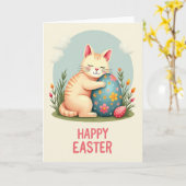 Carte de vœux de Pâques Kitty mignonne (Fleur jaune)