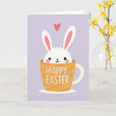 Carte de vœux de Pâques lapin (Fleur jaune)