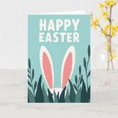 Carte de vœux de Pâques Lapin Cachottier (Fleur jaune)