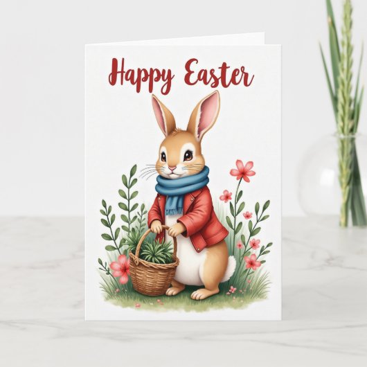 Carte de vœux de Pâques lapin joyeux (Devant)