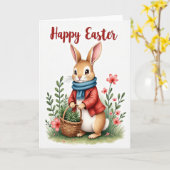 Carte de vœux de Pâques lapin joyeux (Fleur jaune)