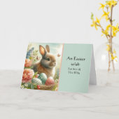 Carte de vœux de Pâques Lapin joyeux pour fils et  (Fleur jaune)