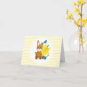 Carte de vœux de Pâques Lapin Mignon (Fleur jaune)