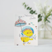Carte de vœux de Pâques pour poussin mignon rétro (Debout devant)