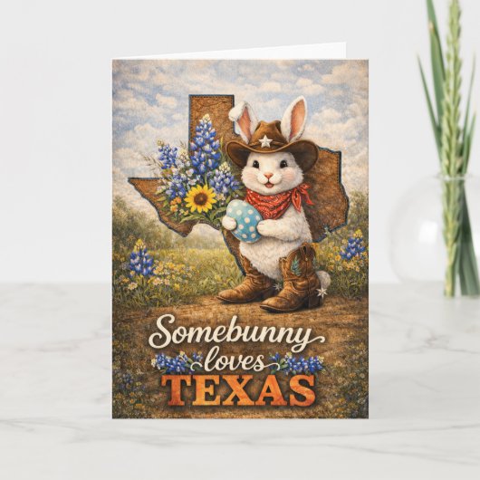 Carte de vœux de Pâques Somebunny aime le Texas (Devant)