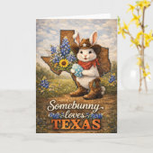 Carte de vœux de Pâques Somebunny aime le Texas (Fleur jaune)
