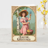 Carte de vœux de Pâques vintage (Fleur jaune)