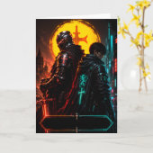 Carte de vœux de paternité Cyber Knight (Fleur jaune)