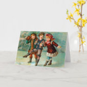 Carte de voeux de patinage de trio (Fleur jaune)