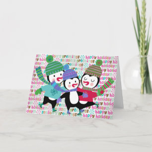 Carte de voeux de patinage de vacances de