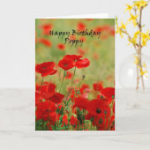 Carte de voeux de pavot de joyeux anniversaire (Fleur jaune)