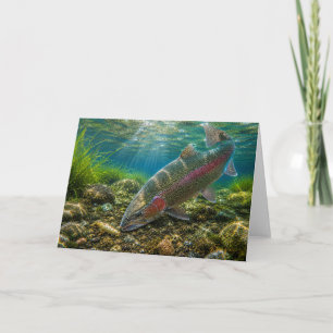 Carte de vœux de pêche à la truite arc-en-ciel
