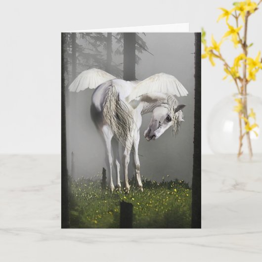 Carte de voeux de "PEGASUS AU SOLEIL" (Fleur jaune)