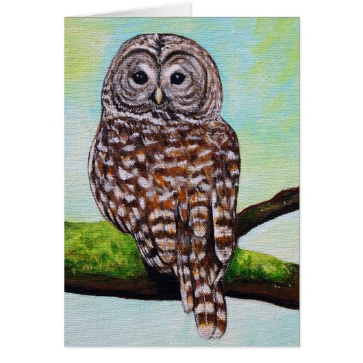 Carte de voeux de peinture de hibou barrée (Devant)