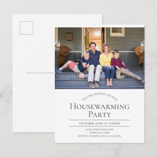 Carte de vœux de pendaison de crémaillère photo mo (Devant / Derrière)