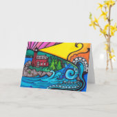 Carte de voeux de phare de port d'Eagle (Fleur jaune)