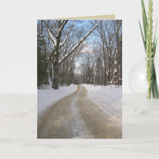 Carte de voeux de photographie de route d'hiver (Devant)