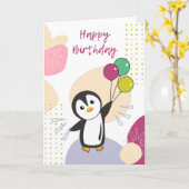 Carte de vœux de pingouin pour vous souhaiter un j (Fleur jaune)