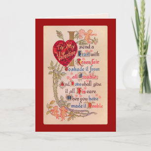 Carte de vœux de poème de la Saint-Valentin vintag