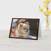 Carte de voeux de Pomeranian de joyeux (Fleur jaune)