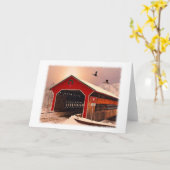 Carte de voeux de pont couvert de neige (Fleur jaune)