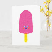 Carte de voeux de Popsicle de fraise (Fleur jaune)