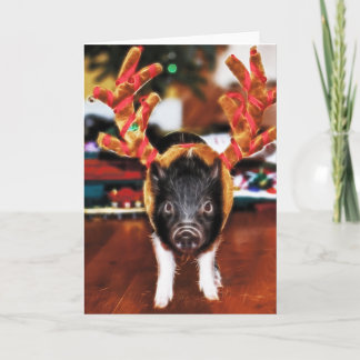 Carte de voeux de porc de Noël