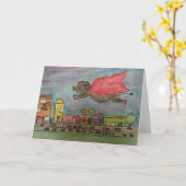 Carte de voeux de porc de puissance (Fleur jaune)