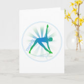 Carte de voeux de pose de yoga (triangle) (Fleur jaune)
