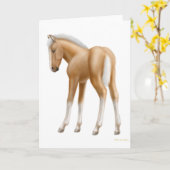 Carte de voeux de poulain de palomino (Fleur jaune)