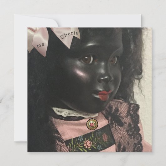 Carte de vœux de poupée noire précieuse (Devant)