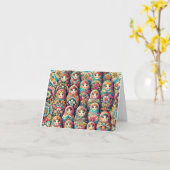 Carte de voeux de poupée russe (Fleur jaune)