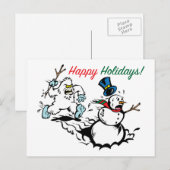 Carte de vœux de poursuite de bonhomme de neige po (Devant / Derrière)