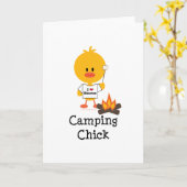 Carte de voeux de poussin de camping (Fleur jaune)