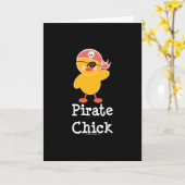 Carte de voeux de poussin de pirate (Fleur jaune)