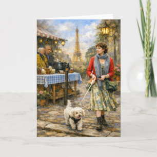 Carte de vœux de printemps à Paris Caniche