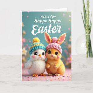 Carte de vœux de printemps avec des animaux mignon