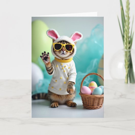 Carte de vœux de printemps avec un chat mignon (Devant)