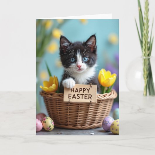 Carte de vœux de printemps avec un chaton mignon (Devant)