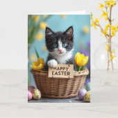 Carte de vœux de printemps avec un chaton mignon (Fleur jaune)