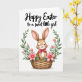 Carte de vœux de printemps avec un lapin mignon (Fleur jaune)