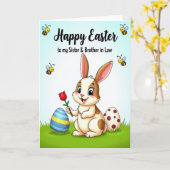 Carte de vœux de printemps de lapin (Fleur jaune)