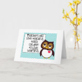 Carte de voeux de professeur de hibou (Fleur jaune)