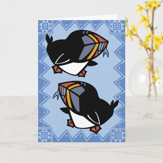 Carte de voeux de Puffins de la faune (Fleur jaune)