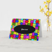 Carte de voeux de puzzle coloré (Fleur jaune)