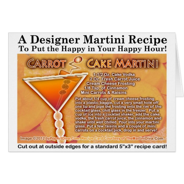 Carte de voeux de recette de Martini de gâteau à (Devant horizontal)